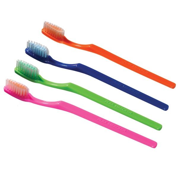 Plak Smacker Non-Pasted Disposable Toothbrush, Assorted, Individually Packed, 144/Pk. Includes 4