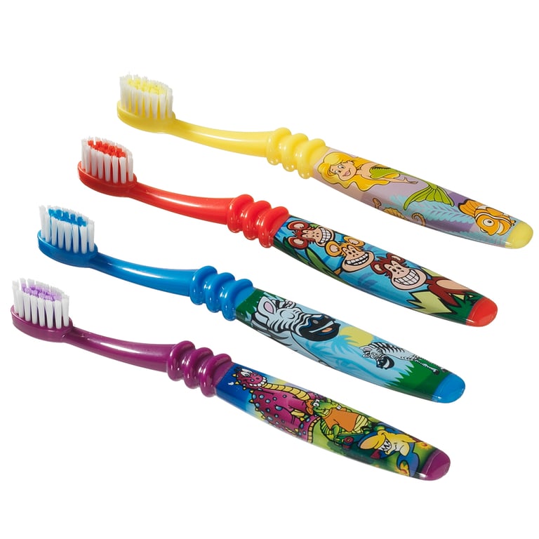 Plak Smacker Brushing Buddies Kids Toothbrush, 26-Tuft, Assorted, 144/Box. Soft nylon bristles