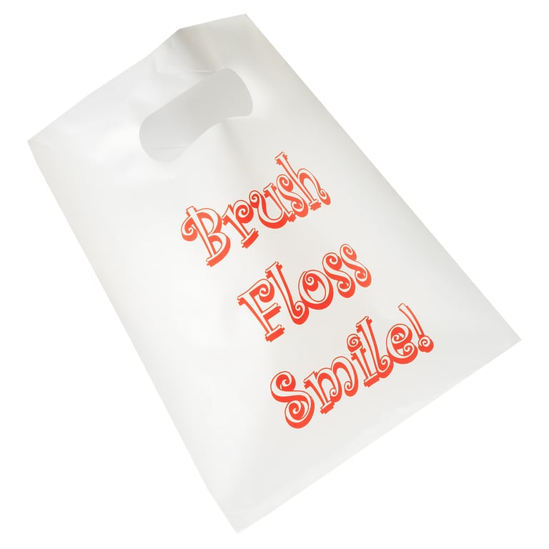 Plak Smacker Plastic Economy Bag, 144/Box. Size: 7" x 9". Bags with the message of brush, floss