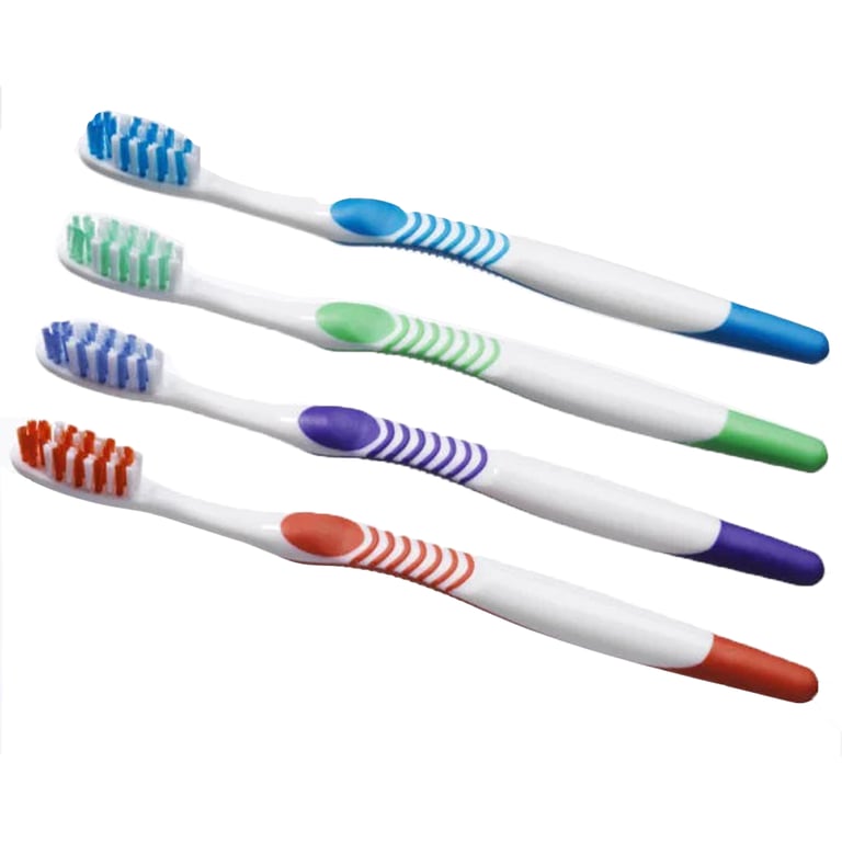 Plak Smacker Adult Soft V-Trim Toothbrush, Assorted, 144/Box. Co-molded handle and end-rounded