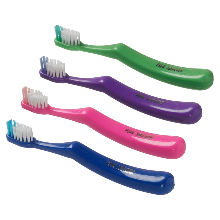 Plak Smacker Lil' Grip Kids 28-tuft Toothbrush, Assorted, 144/Box. For children ages 2-5. Soft