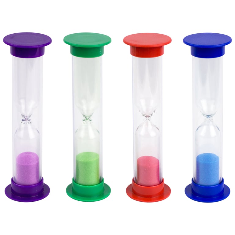 Plak Smacker 2-Minute Brushing Timers, Assorted, 72/Pk. Colors: purple, red, green, and blue