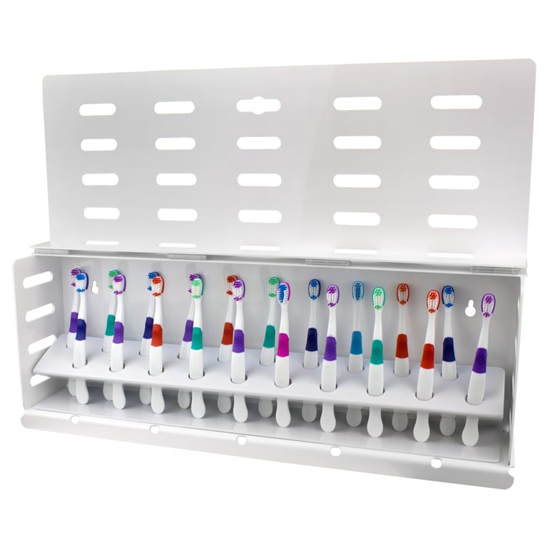 Plak Smacker Toothbrush with Wall Mount Rack, 20/Pk. Nonporous plastic storage systems prevent