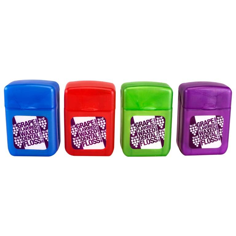 Plak Smacker Grape Flavored Waxed Floss, 4.1 Yards (4m), 144/Box. Colors: blue, red, green