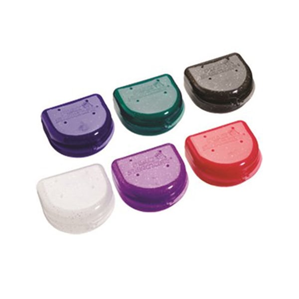 Plak Smacker Glitter Retainer Cases, Assorted Colors, 24/Bx. Heavy-duty snap-lock lid, ventilation