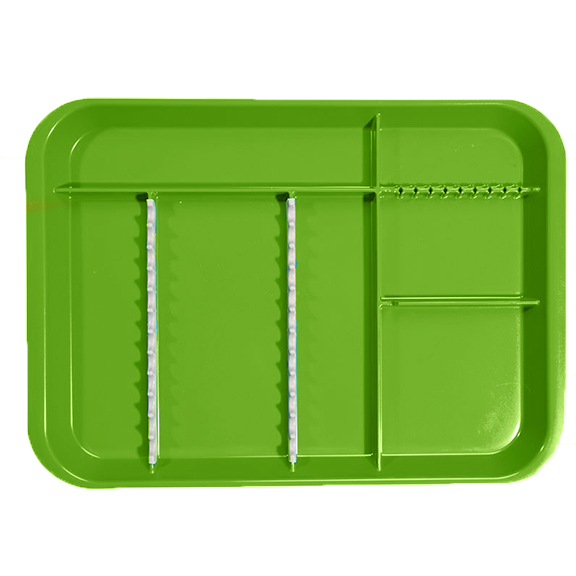 B-Lok Divided Tray, Size B (Ritter) - Neon Green, Plastic 13-3/8" x 9-5/8" x 7/8"