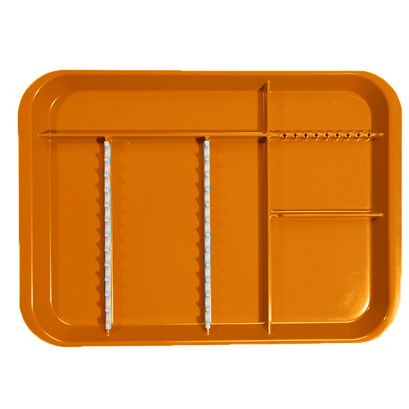 B-Lok Divided Tray, Size B (Ritter) - Neon Orange, Plastic 13-3/8" x 9-5/8" x 7/8"