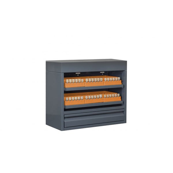 CAD/CAM Block Locker Small Neon Orange. The locker includes 6 internal organizers and block