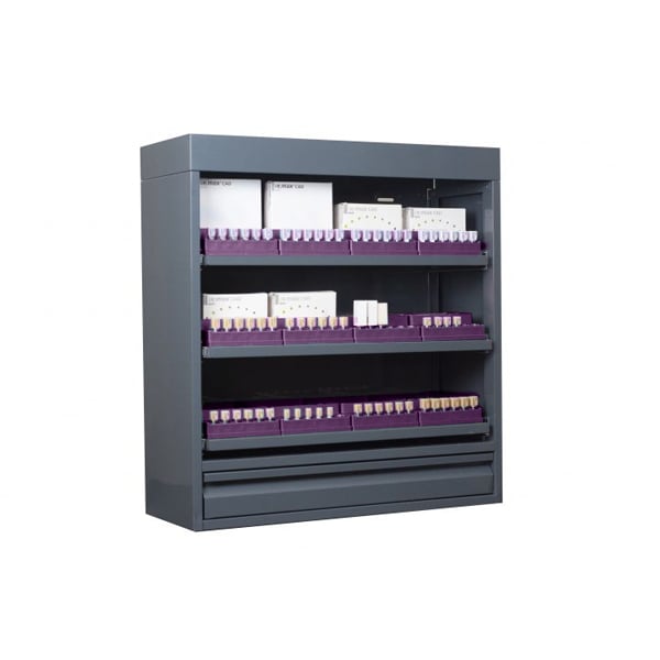 CAD/CAM Block Locker Large Plum. The locker includes 12 internal organizers and block dividers