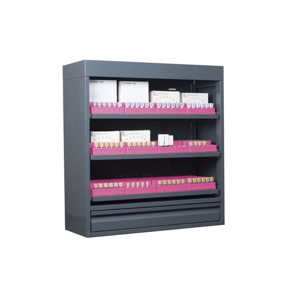 CAD/CAM Block Locker Large Neon Pink. The locker includes 12 internal organizers and block