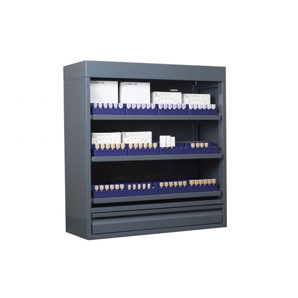 CAD/CAM Block Locker Large Midnight Blue. The locker includes 12 internal organizers and block