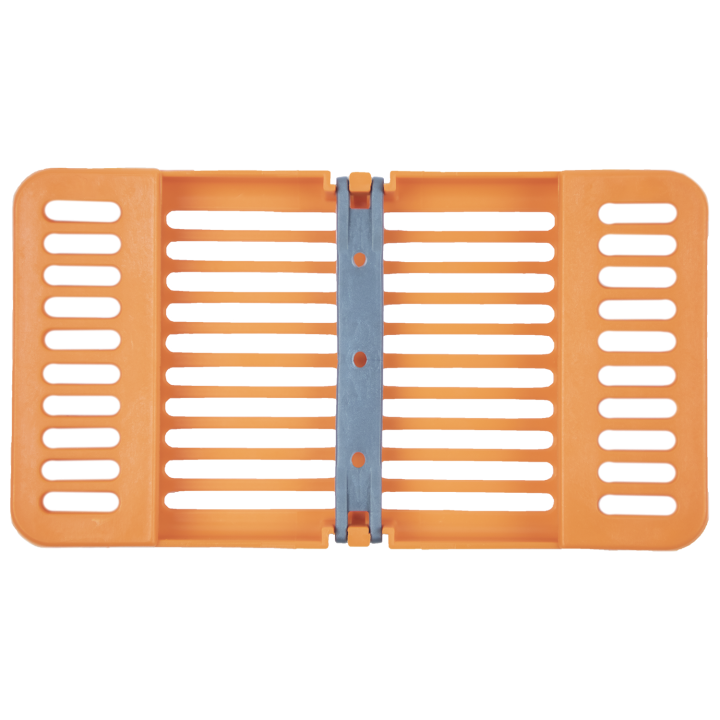 Compact Cassette Neon Orange 4" x 7" x 5/8", Multi-Instrument Sterilization, Holds 8 instruments