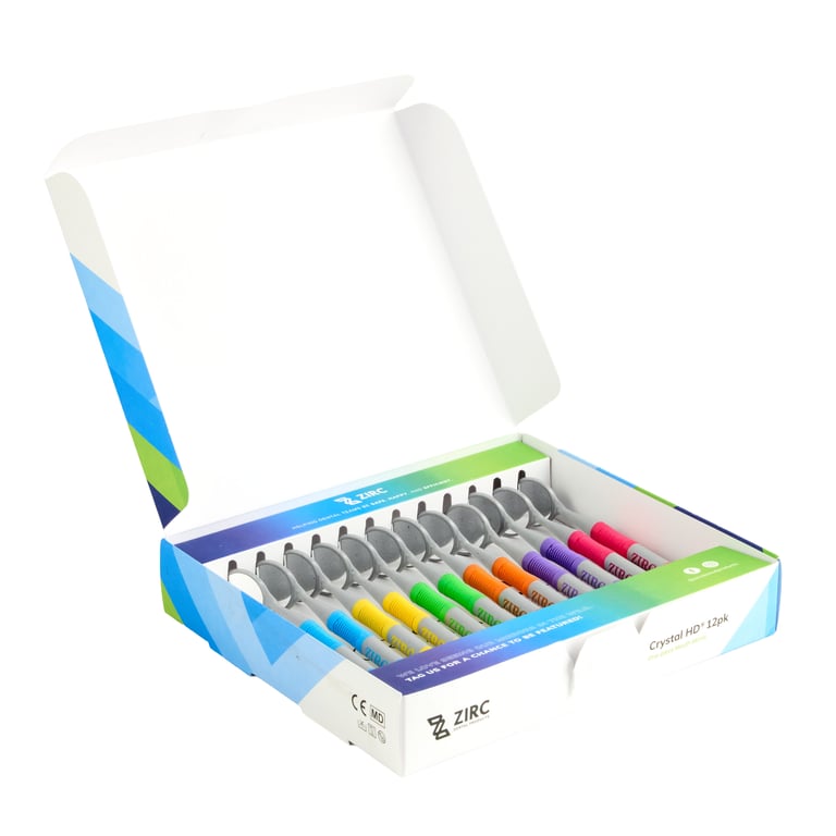 Crystal HD Mouth Mirror - #5 with Soft Grip, Vibrant Assorted Colors 12/Pk. 40% brighter