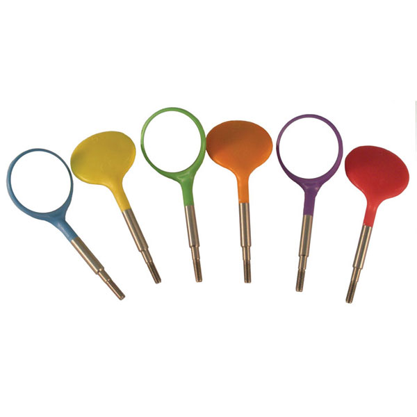 Crystal HD Mouth Mirror Head - Size #4 Neon Assorted, Plastic 12/Pk. Screw On Head, Cone Socket