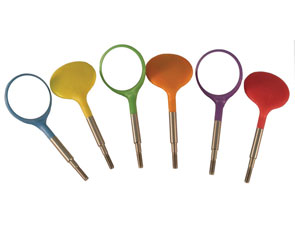 Crystal HD Mouth Mirror Head - Size #5 Neon Assorted, Plastic 12/Pk. Screw On Head, Cone Socket