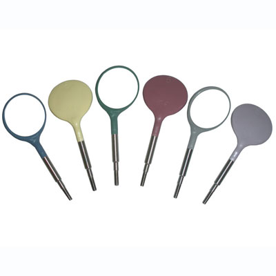 Crystal HD Mouth Mirror Head - Size #5 Assorted Pastel colored, Plastic 12/Pk. Screw On Head, Cone
