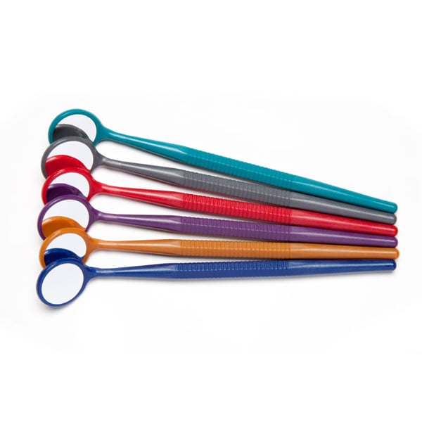 Crystal HD Mouth Mirror - #5 with Thin Grip, Assorted Jewel Colors 12/Pk. 40% brighter