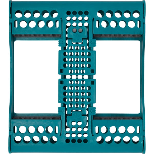 E-Z Jett Cassette 10 Place Instrument Holder, Teal, Holds 10 Instruments, Open Top, Round Holes
