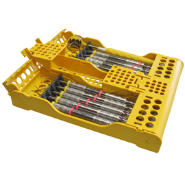E-Z Jett Cassette 10 Place Instrument Holder, Mauve, Holds 10 Instruments, Open Top, Round Holes
