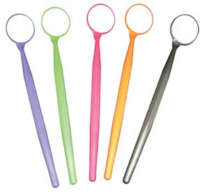 MEGA Mirror Neon Pink. 2.5" lens, Length 15.5". Great for patients to see their teeth, single