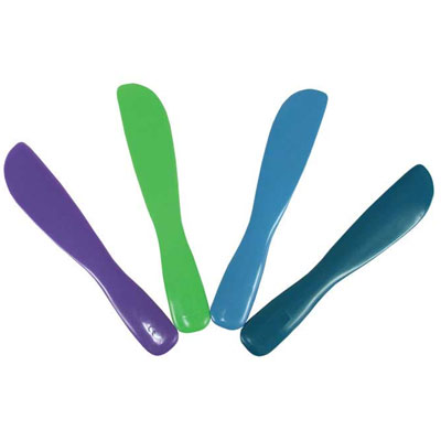 Mighty Mixer Assorted color 4/pk, Plastic Spatula with a Broad, Medium Flex Blade. Ideal
