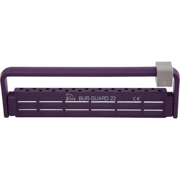 Steri-Bur Guard 22-Hole Bur Holder - Plum, Fits LA, FG and HP Burs, Adjustable Height &