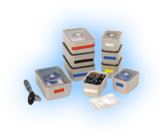 Zirc Tub Cup with Cover SINGLE - 2-1/4" x 1-5/8" x 1-1/8" Gray/Clear cover, Made with Microban