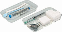 Zirc Slide Tray - Divided, Clear, 9-3/4" x 5-1/4" x 1" deep; Fits in procedure tub; Slides on top