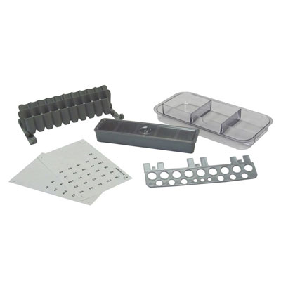 Zirc Syringe Composite Organizer Kit: Syringe 20-unit stand, long tub cup with cover, divided