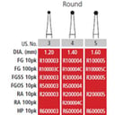 Alpen HP #2 Round Carbide Bur, package of 10