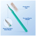 JMU #15 Disposable Scalpel, Green, Sterile, 10/Pk