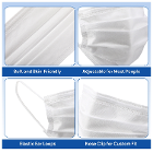JMU ASTM Level 3 Medical Masks, White, Adult Size