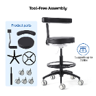 JMU Dental Assistant Stool, Black, 1/Pk