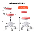 JMU Dental Assistant Stool, Pink, 1/Pk