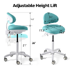 JMU Dental Doctor Stool, Memory Foam Seat, Light 