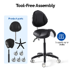 JMU Dental Saddle Doctor Stool, With Backrest, Bl