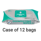 WipesPlus 7" x 8" Disinfecting Surface Wipes 12x 