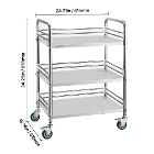 Vevor Stainless Steel Utility Cart, 3-Tier, 1/Pk