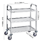 Vevor Stainless Steel Lab Utility Cart, 3-Tier, 1