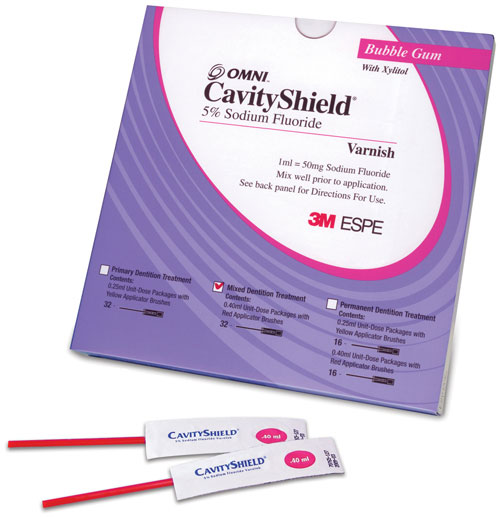 CavityShield 5 Sodium Fluoride Varnish Mixed Dentition Trial Pack, Box