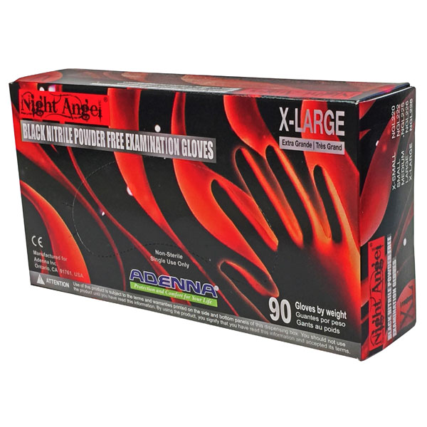 Adenna Night Angel Nitrile Exam Gloves XLARGE 90/Box. PowderFree