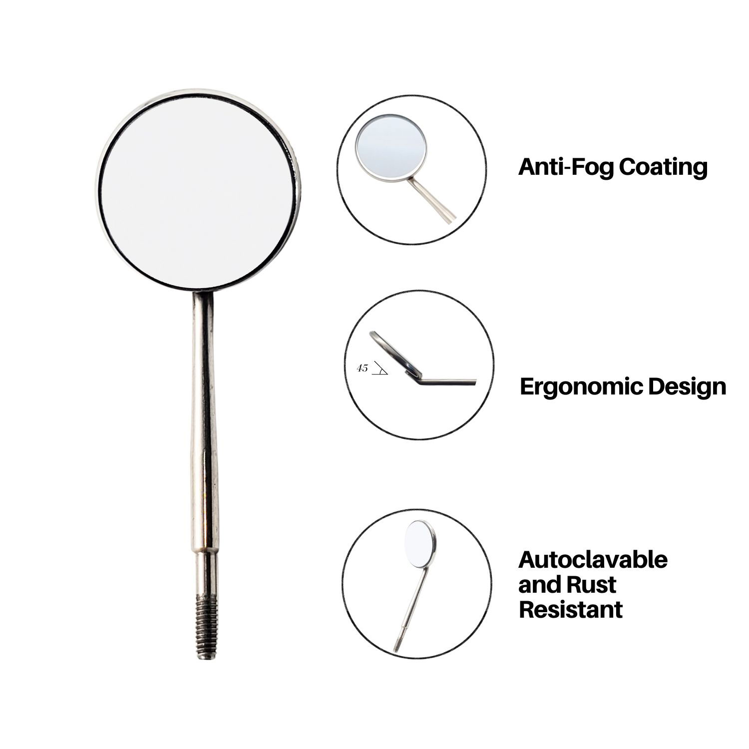 Artman Instruments Rhodium Front Surface Dental Examination Mirror Tops
