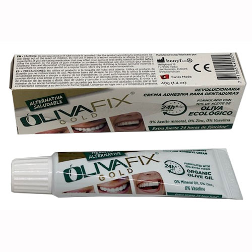 OlivaFix Gold Denture Adhesive Cream, 40 Gm.(1.4 oz.) tube. Made with