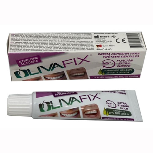 OlivaFix Denture Adhesive Cream, 40 Gm.(1.4 oz.) Tube. Made with 30