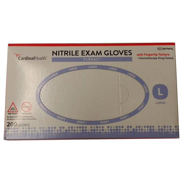 Flexal Nitrile Exam Gloves LARGE Powderfree, Nonsterile 200/Box. Textured Net32
