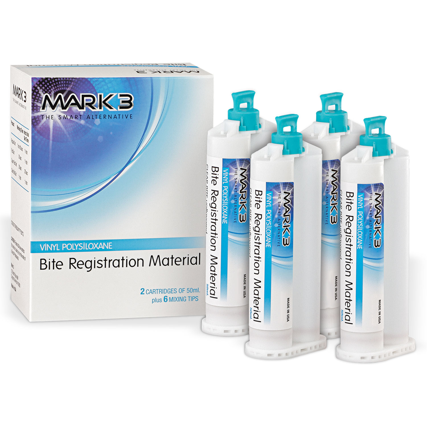 MARK3 Bite Registration Fast Set, Vinyl Polysiloxane Material, 4 x 50ml
