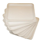 ProTray 8-3/8" x 10" Flat Hygiene Tray, 125/Box, White. Single-Use Disposable