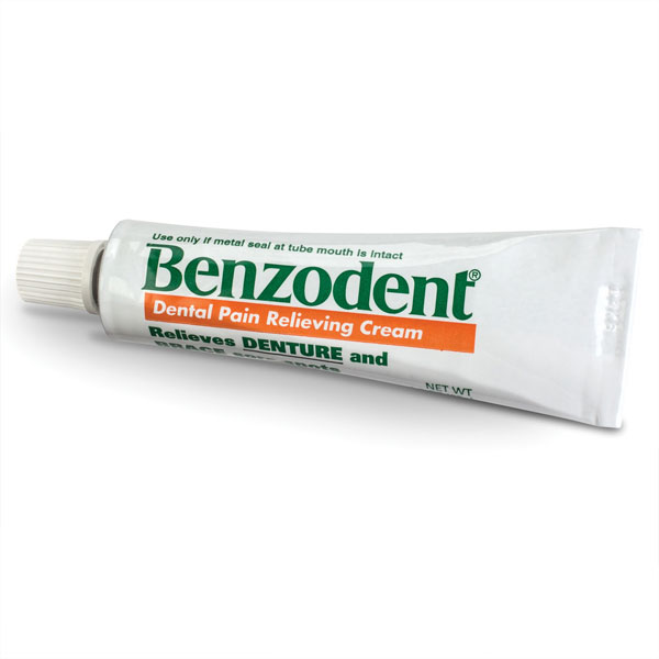 Benzodent Dental Pain Relieving Cream 20 Benzocaine, 1 oz. Tube 6/Pack