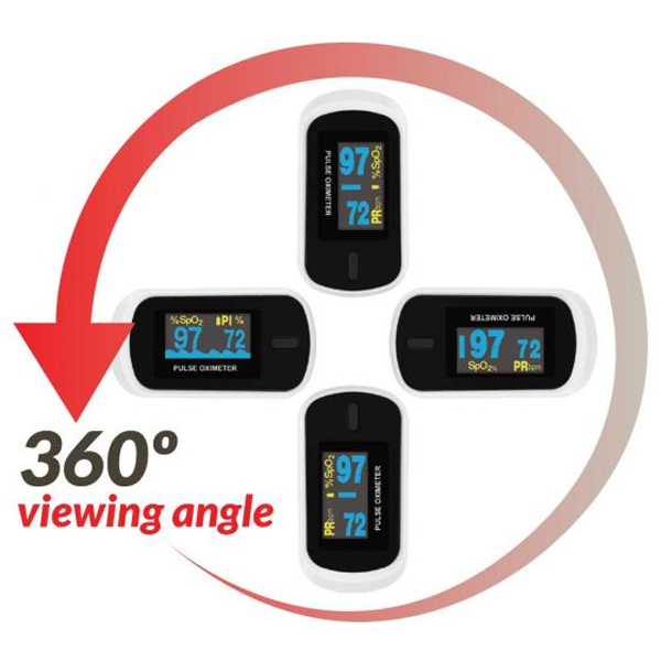 ChoiceMMed Fingertip Pulse Oximeter, Battery Operated, 4Direction
