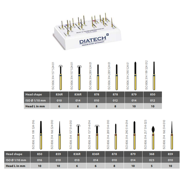 Diatech Inlay & Crown Preparation Kit. Contains 14 FG Multilayer